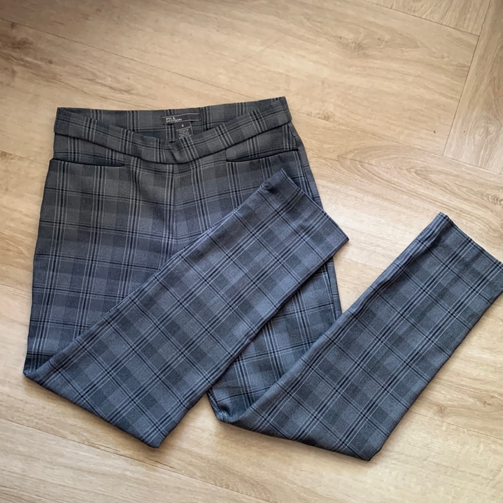 Women’s grey and black plaid dress pants
